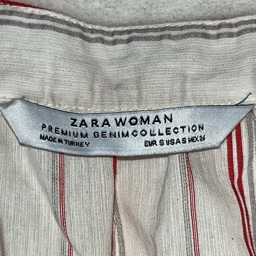 Zara Dress‎ Womens S Ivory Striped Peasant Boho Bohemian Beach Minimalist Retro - Picture 3 of 14